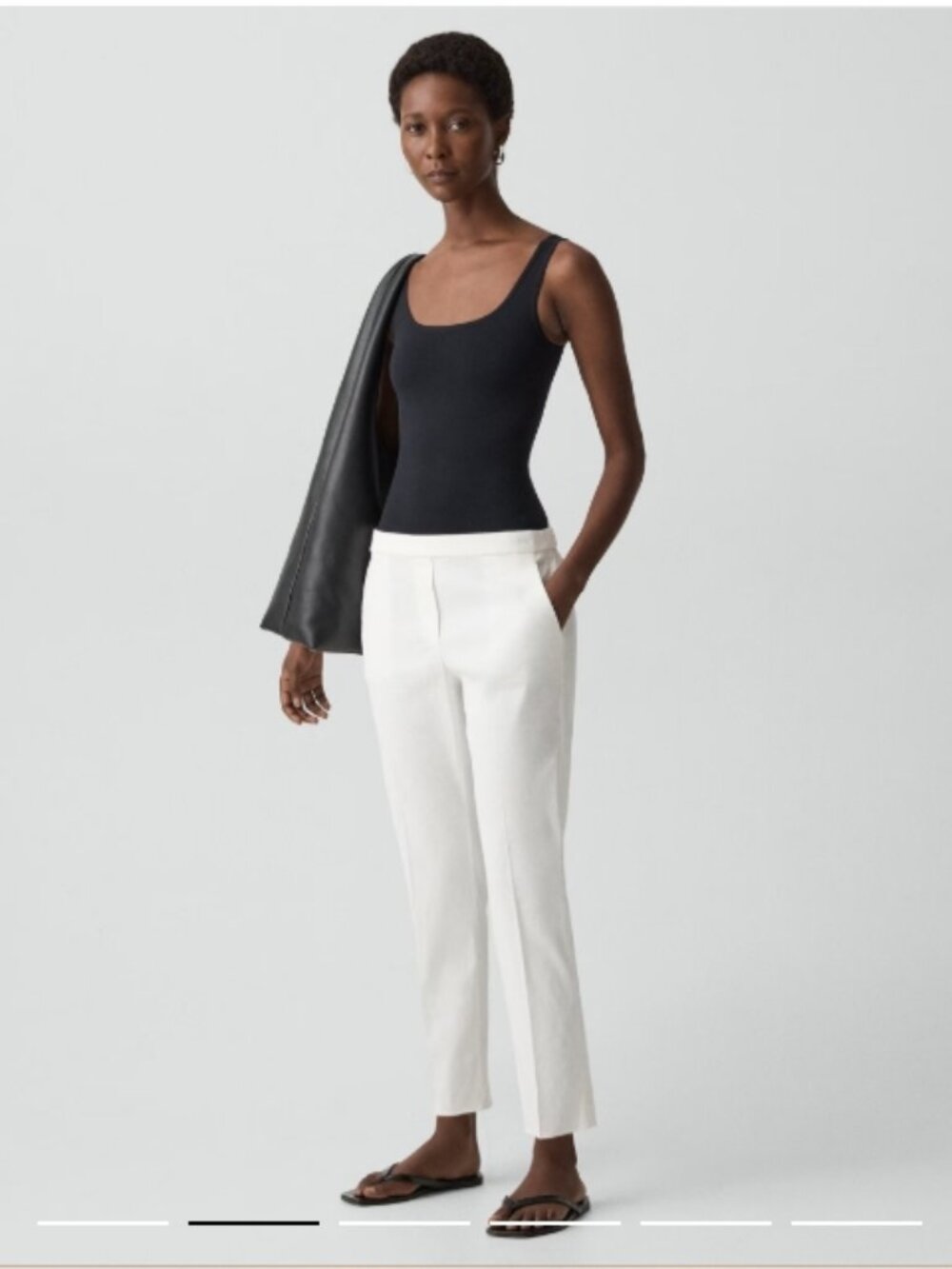 THEORY sz 4 "Good Linen" TREECA Stretch Pull-On Pants WHITE  $370 Retail